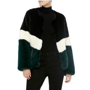 APPARIS Brigitte Color-blocked Faux Fur Jacket